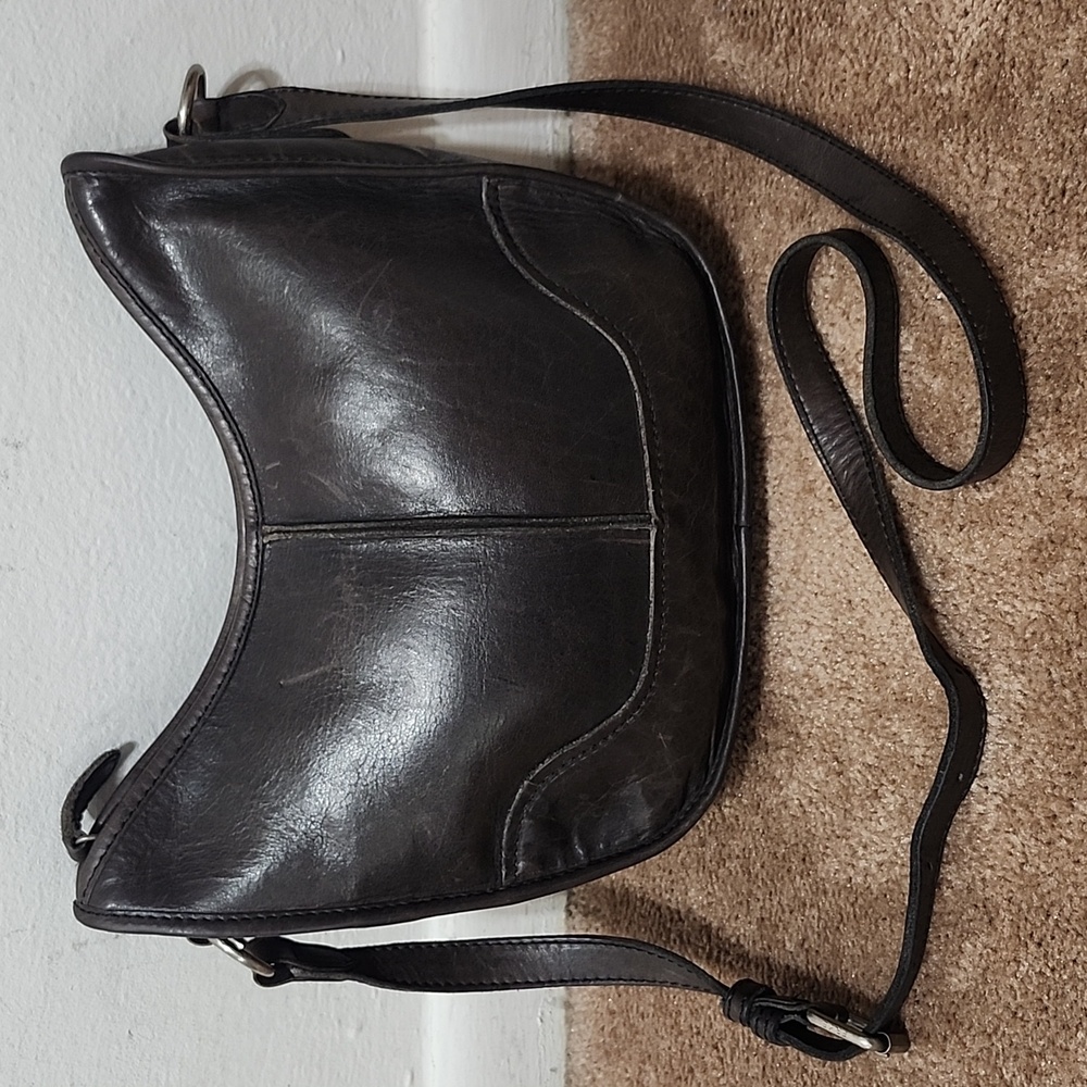 Frye Lucy Taupe Brown Gray Leather Shoulder Crossbody Purse Handbag Bag - Picture 5 of 13